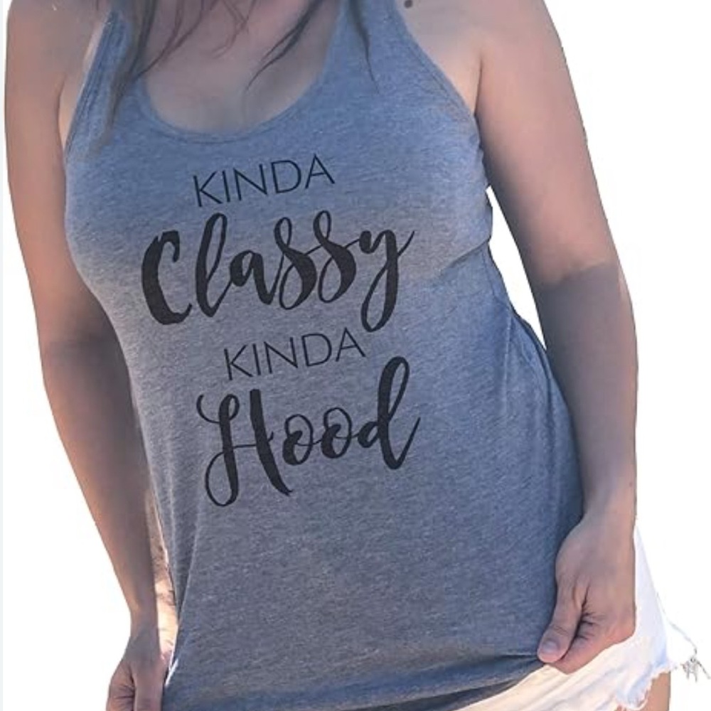 Gray Kinda Classy Kinda Hood Graphic Tank Top
